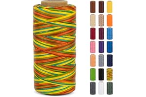 LEREATI Waxed Thread, 284 Yards 150D 0.8mm Leather Sewing Thread Flat Waxed Cord, Leather Repair Weave String for Leather Stitching Sewing, Bookbinding, Bracelets, DIY Crafts (Colorful)