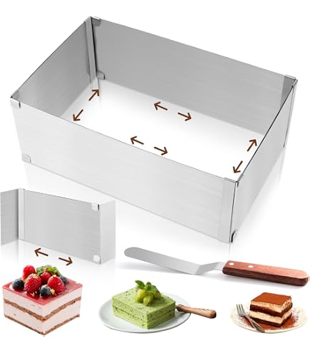 Cadre De Cuisson Rectangulaire Réglable 15-28 Cm En Acier Inoxydable - Kit Avec Spatule Et Poche à Douille