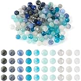 PandaHall 100pcs Mixed Natural Gemstone Beads 3mm Round Loose Crystal Beads for Bracelet Necklace Earrings Jewelry Making