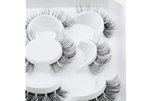 HICOCU Clear Band Falsche Wimpern D Curl Russische Streifen Falsche Wimpern Manga Lashes Natürlich aussehende falsche Wimpern, die wie einzelne Cluster aussehen Wispy Mink Eye Lashes Pack (DZG666)