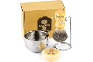Anbbas Shaving Brush Set, Shaving Bowl and Soap with Stand Holder for Men Traditional Wet Close Shave