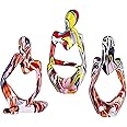 3 Piece Abstract Graffiti Thinker Statues and Sculptures, Colorful Mini The Thinker Figurine Ornaments, Minimalist Art Bookshelf Coffee Table Home Office Desk tabletop Living Room Decor Figurine