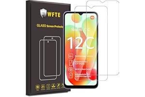 WFTE [Pack de 2 protectores de pantalla para Xiaomi Redmi 12C,Dureza 9H,HD Ultra Transparente,Anti-Rayos,Anti-Aceite,Vidrio templado para Xiaomi Redmi 12C