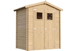 Casetta da Giardino in Legno per Esterni CON PAVIMENTO TRATTATO - L196xL136xA218 cm/ 1.98 m2 - Piccola Casetta in Legno, Rimessa Attrezzi, Deposito Bici - TIMBELA M367+M367G