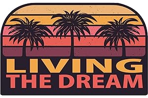 1ST-CLASS-DESIGNS 2 x Living The Dream 5 x 3 Inch Full Colour Printed On Adhesive Vinyl 3 Year Warranty Funny Bumper Sticker Caravan Campervan Motorhome