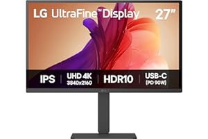 LG UltraFine Monitor 27U730A-B - 4K UHD IPS 27 inch, 60Hz, 5ms GtG, HDR10, Home/Office Display, Eye Care features, Built-in Speakers, HDMI, DisplayPort, USB-C with 90W PD, Black