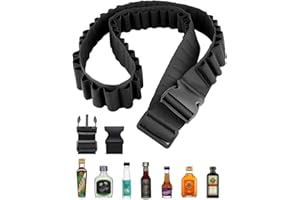 Charinor Berentzen Klopfer Gürtel, Schnapsgürtel, Jägermeister Kostüm, Shot Schnaps Mini Alkohol Kette, Klopfergürtel Zapfanlage für Karneval,27 Slots (Schwarz)