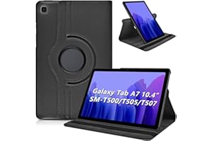 KATUMO Coque pour Samsung Galaxy Tab A7 10,4 Pouces 2022/2020 SMT500 T503 T505 T507, Ultra Mince 360 Rotatif Support Housse de Protection Cuir Étui Tablette A7 10,4" Book Cover Case, Noir