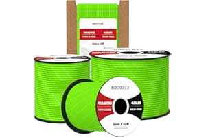 Brotree Paracord 3mm 30M 100% Nylon Seil Schnur Typ II Paracord 425 mit 3 Kern für Survival, Outdoor, Armband, Basteln - Bruchlast 192kg (Reflektierende Neon Grün)