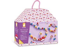 Janod - 4 Gioielli in Legno - Pretty Forest - I Primi Atelier dei Gioielli - Creazione di Gioielli Fai-da-Te - Kit Creativo per Bambini - Motricità Fina e della Concentrazione - Da 4 anni - J09128