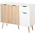 HOMCOM Sideboard Floor Standing Storage Cabinet with Drawer for Bedroom, Living Room, Home Office, Natural