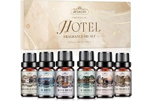 AESHORY Hotell Eteriska Oljor Set 6 x 10ML, Mest Populära Hotell Aromaterapi Oljor Doftoljor Gift Set för Diffusorer - Shangr