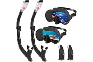 CUPCHID Lot de 2 Ensembles de Snorkeling pour Adultes, Lunettes de plongée pour Adultes, Masque de plongée étanche, Anti-buée, Anti-Fuite, en Verre trempé