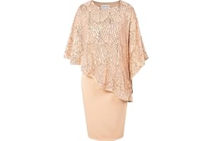 Hanna Nikole Femmes Plus Size Cape Robe en Mousseline de Soie Robes Formelles Robe de Cocktail élégante avec Superposition