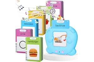 LENFUOS Talking Flash Cards Educational Toys for 2 3 4 5 6 Year Old Toddlers Boys Girls, 224 Words Flashcards Learning Montessori Toys, Autism Sensory Toys,Speech Therapy Toys, Educational Toys Gifts (Blue)