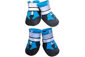 Ewolee Dog Boots for Injured Paws Waterproof, Set of 4 Dog Shoes Dog Walking Boots with Adjustable Reflective Straps and Anti Slip Sole for Small Medium Large Dogs (Blue, XXL)