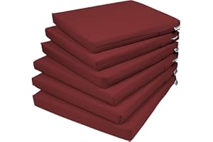 ‎ROLLMAYER Rollmayer 6er Set Stuhlkissen Stuhlauflage Sitzkissen Sitzpolster Auflage für Stühle in Haus und Garten Kollektion Vivid (Weinrot 13, 40x40x4cm)