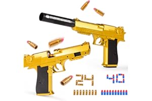 CROZZO 2 Pack Toy Gun - Plastic Shell Ejecting Pistol Blaster with Soft Foam Bullet for Safety Training or Play, Party Birthday for Kids