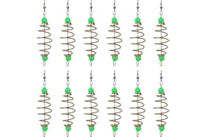 BESPORTBLE 12 unidades de cebo jaula cebo Angel Carbono Acero Oliven Estilo Pesca Cebo Feeder Soporte contenedor con perlas luminosas accesorios de pesca