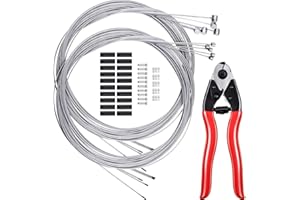 PQHIQ 55 Pcs Bike Brake Cable Kit, Stainless Steel Bike Shift Cable and Brake Cables with End Ferrules, End Caps, O-Rings Replacement Parts and Cable Cutter for Mountain Bike, Road Bike