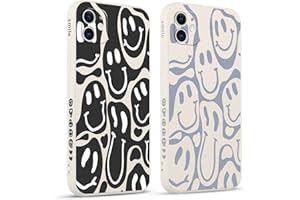 Pnakqil 2 stück Handyhülle für Apple iPhone 11 6.1",Hüllelustiges Funny Smile Grimace Bemaltes Muster süß Ästhetik Mädchen Silikon Schutzhülle Tasche Schön Kameraschutz Case