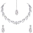 Atasi International American Diamond AD with Colorful Crystal Necklace Jewellery Set for Women/Girls | Perfect for Weddings, Parties & Festive Occasions