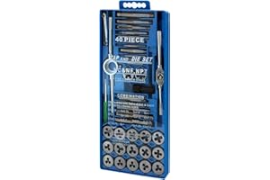 TOOLTIME. Voche Pro® 40 Piece Metric Tap and Die Set for Cutting M3-M12 Bolts with Storage Case