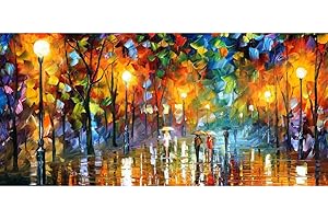 DEMIAWAKINGUK Pedoni sotto la Pioggia DIY Diamond Painting 5d Grandi Dimensioni Diamond Painting Kit Completo Paesaggi Pittura Diamante 5D Fai da Te Pittura Mosaico Decorazione Regalo 80x40cm