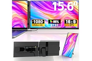 HUALINK Laptop Screen Extender - 15.6" Full Screen Without Bezel Design Laptop Monitor Extender Detachable 85% NTSC 1080P IPS Dual Screens Portable Monitor,Plug & Play,Compatible with Windows, Mac