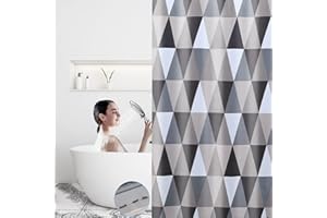 elagel Duschvorhang,Waschbar Anti-Bakteriell,Gewichteter Saum AntiSchimmel Wasserabweisend Badevorhang,Duschvorhänge Textil Aus Polyester mit 12 Ringe+1Magnetisches Seil(Dreieckiges Muster,180x180cm)