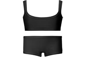 EMY Set Coordinato Bambina Brassiere e Culotte Shorts in Cotone | Ideale per Danza Ginnastica Pattinaggio | Bianco Nero Nudo | Taglie 4-12 Anni | Intimo Naturale e Traspirante