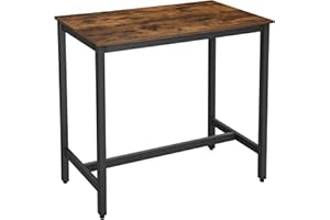 ACAZA Table Haute de Bar, Table à Manger, Cadre en métal, pour Boissons, Cocktails, Brasserie, Restaurant, Salon, Cuisine, 120 x 60 x 105 cm - Brun Vintage/Noir