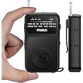 PRUNUS J-555 Pocket Radio AM FM Built-In 800Mah Rechargeable AAA Battery Operated,Excellent Reception Clear Speaker Earphone 