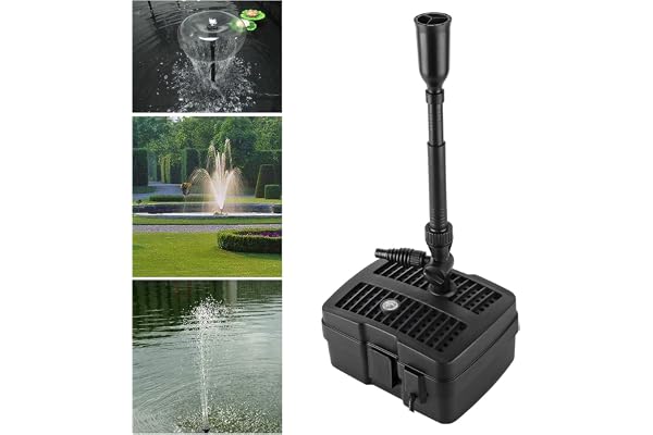 Forever Speed Pompe de Bassin 4 en 1 avec Filtre, Filtre UV 5 W, 1000 l/h, avec câble d'alimentation de 10 m pour Fontaine et Jardin