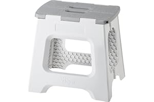 Vigar Taburete Plegable Compacto para Adultos, 32 cm Taburete Plegable Antideslizante para Casa, Dormitorio, Baño, Armario, Oficina, Soporta hasta 150 kilo, Gris