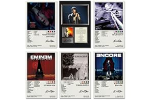 DEJIN Plakat Eminem (zestaw 6 szt.) okładka albumu rapera, podpisana limitowana edycja, plakaty, płótno, muzyka, plakaty do sypialni, sztuka ścienna, dekoracja, plakaty i wydruki, 20 x 30 cm, styl 6