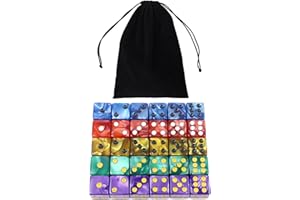 SLAKOZYT 30 Pezzi Dadi Colorati a 6 Facce,16mm D6 dadi in acrilico ,6 Facce Game Dice a cubetti in acrilico con sacchetto a cubo nero,per Poker,Giochi da Tavolo, Giochi con Dadi e Matematici ,poker