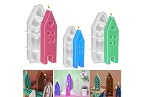 GUTEPA Silikonformen Gießformen Häuser, 3 Stk Silikonformen Häuser, Silikonform Gießformen Haus, 3D Kerzenform Gießform zum Gießen, Silikon Kerzenhalter für Kuchen Seife Kerzen Gip, DIY Deko & Geschenk