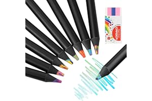 AUAUY 8 kolorów tęczowych kredek z gumką do ścierania, dla dorosłych, dzieci, artystów, profesjonalistów, początkujących, do rysowania, szkicowania, rysowania, kolorowania