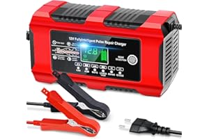 YDBAO Cargador de Baterias Coche 12V 10A Cargador de Batería de Coche Inteligente con Pantalla Táctil LCD y Múltiples Protecciones Cargador de Baterias Coche y Moto para Auto,Moto, AGM, Gel, SLA
