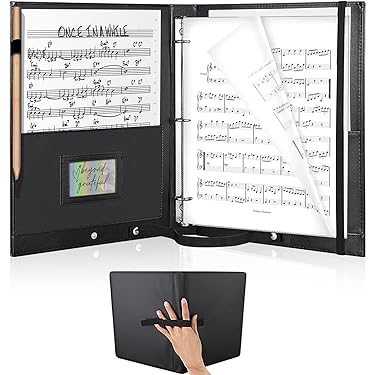 Yueser Muziekmap A4, 160 Pagina Zwarte Muziekmap Piano Map Opslagmap Bladmuziek Mappen Projectmap A4 Dossiermap Portfoliomappen Documentenmappen Waterdichte Hoge Capaciteit