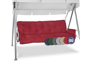 Beautissu Cuscini per dondoli e altalene da Giardino Flair HS - 180x50x8 cm - 2 braccioli e Un soffice Cuscino Grande - Rosso
