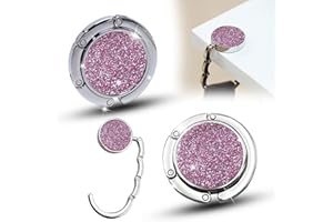 QEEROYO 2Pcs Sac à Main Crochet, Accroche Sac Pliable Antidérapante, Rond de Support, Métal pour Suspension et Petits Objets