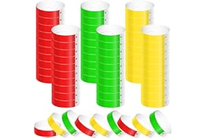 KINBOM 600pcs Neon Wristbands, Waterproof Paper Bracelets Event Wristbands Colorful Wrist Party Bands Armbands for Events Party Festivals Concerts and Fairs (Green, Red, Yellow)