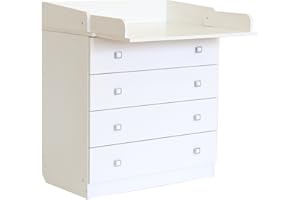 Kidsaw Childs 4 Drawer Unit 1580 With Changing Board and Storage, White