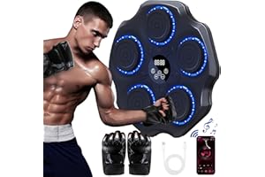Lvelfe Music Boxing Machine, LED Electronic Music Boxing Machine con guantes de boxeo, 9 modos de velocidad y modo de conteo compatible con Bluetooth, regalo para adultos y niños
