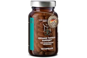 CLAV Iode Thyroide Bio avec Selenium Bio - Complement Alimentaire Thyroide - 150 μg per Iode Gelules + 55 μg Sélénium - à base de Algue Kelp et Selenium Naturel - 120 Capsule d'Iode - Vegan