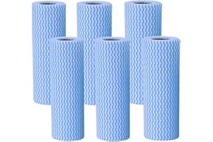 JINYUDOME J Cloth Roll，Cleaning Cloth Roll，Soft and Quick-Drying can Be Used Repeatedly，6 Blue Cloth Rolls,150 Sheets,Blue.
