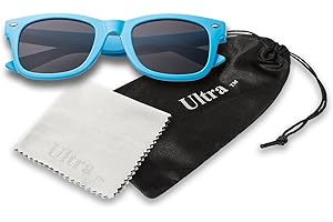 ULTRABYEASYPEASYSTORE Ultra Kids Sunglasses - UV400 Protection Retro Classic Style Shades for Boys & Girls, Ages 3 to 16 with Carry Pouch and Glasses Cloth