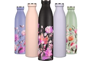 B2DO Borraccia Termica 750ml Nera Vigilia scintillante | Bottiglia d'Acqua Acciaio Inox Thermos | Bottiglia per Acqua Isolamento Sottovuoto | Doppia parete isolato Termica Bottiglia riutilizzabile